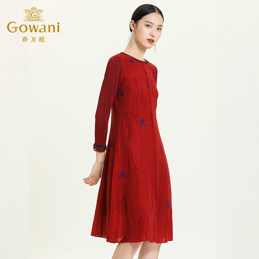 乔万尼秋季新款高腰拼接网纱针织显瘦遮肉减龄气质范连衣裙ES3E506 商品图1