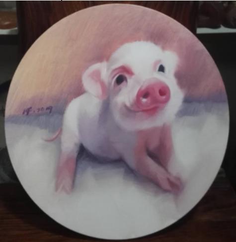 油画《小猪2》 黄海帆 30cm