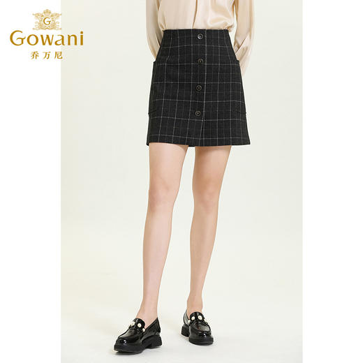 乔万尼新款A字版显瘦显腿长格纹英伦风时尚复古百搭半身裙ES3D532 商品图1