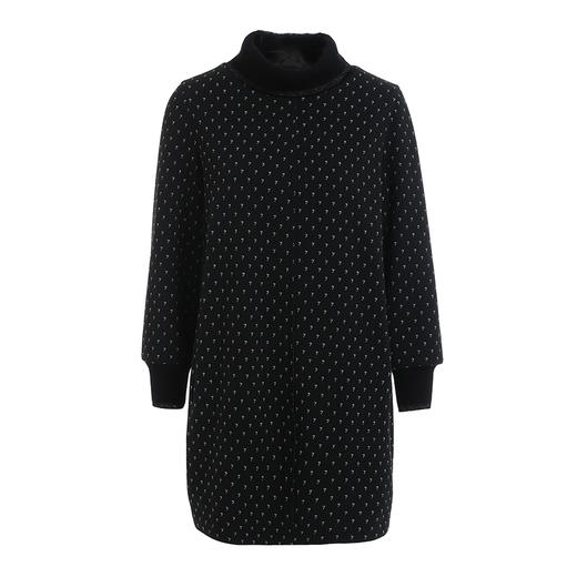 乔万尼早秋提花O型黑色显瘦百搭印花中领连衣裙ES3E545 商品图4