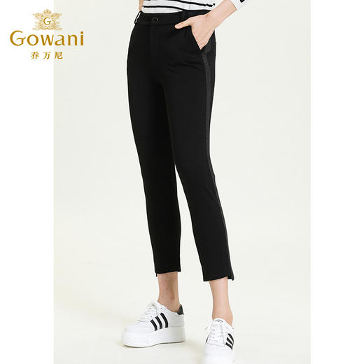 乔万尼新款休闲黑色显瘦铅笔裤时尚百搭修身显腿长九分休闲裤ES3F530 商品图1
