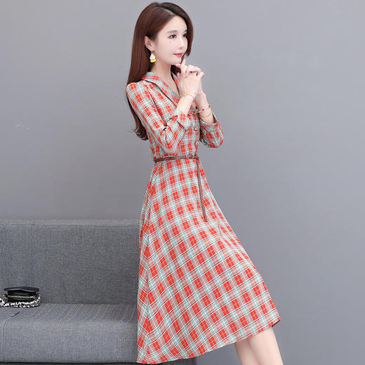 ywe yjy20b22 罗马棉格子连衣裙中长款过膝【优】