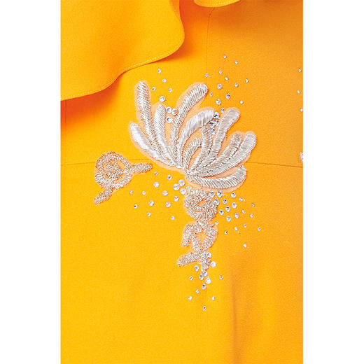 zenaki印度丝花卉刺绣一字荷叶领长礼服 - 嘉媛时代