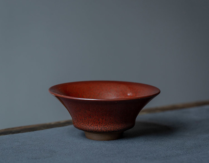 茶香记红鹧鸪建盏江康桂撇口盏禅定杯手工打造景德镇主人杯