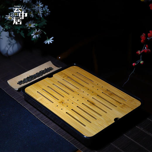 黑色长方形简约干泡大号茶盘 商品图0