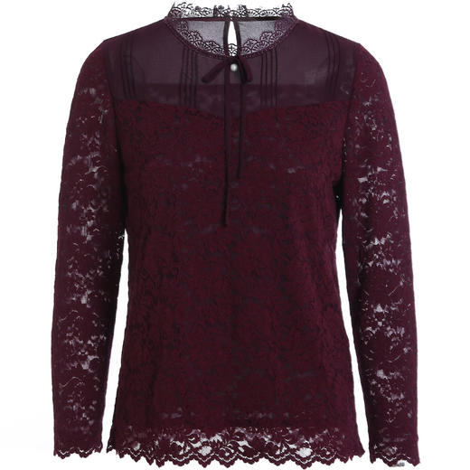 乔万尼早秋上衣女拼接设计蝴蝶结吊坠重工蕾丝气质优雅衬衣ES3C517 商品图4