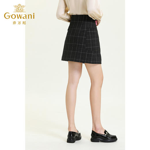 乔万尼新款A字版显瘦显腿长格纹英伦风时尚复古百搭半身裙ES3D532 商品图3