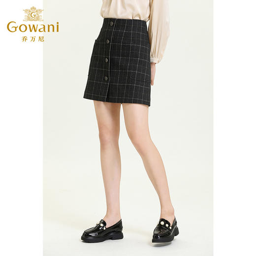 乔万尼新款A字版显瘦显腿长格纹英伦风时尚复古百搭半身裙ES3D532 商品图2