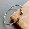 冰种翡翠鸽子蛋阳绿水滴手镯18k黄金钻石镶嵌 商品缩略图8