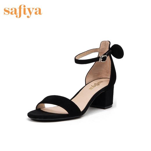 Safiya索菲娅一字带仙女粗跟高跟凉鞋2019夏季SF92115061 商品图3