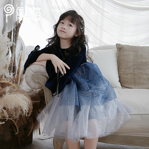 非质量问题不退换哦 pureshare 女童连衣裙秋秋装新款洋气气质大童礼服裙演出生日-夜与星空 商品图4