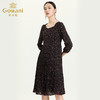 乔万尼新款秋季法式复古七分袖压褶收腰显瘦印花飘逸连衣裙ES3E538 商品缩略图2