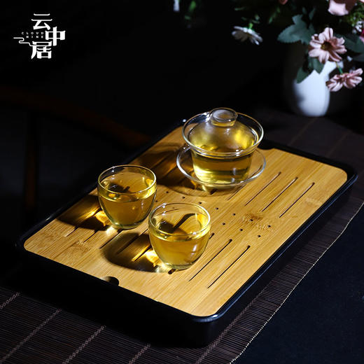 黑色长方形简约干泡大号茶盘 商品图1