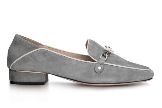 2020秋冬pandora15mm金属链条方头乐福鞋高级灰