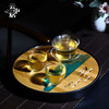 黑色圆形迎客松茶盘 商品缩略图1