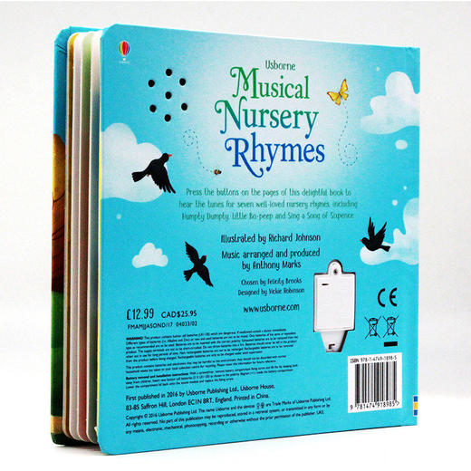 童谣伴奏奇妙触摸发声书 英文原版 Musical Nursery Rhymes Usborne 尤斯伯恩 儿童英语启蒙绘本 含7首经典欧美童谣 英文版 商品图1