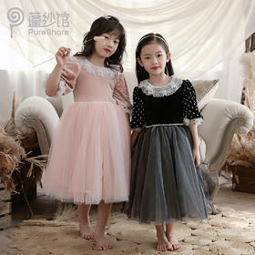 【断码合集】pureshare 蓬纱馆女童连衣裙秋装新款洋气气质丝绒礼服裙演出生日