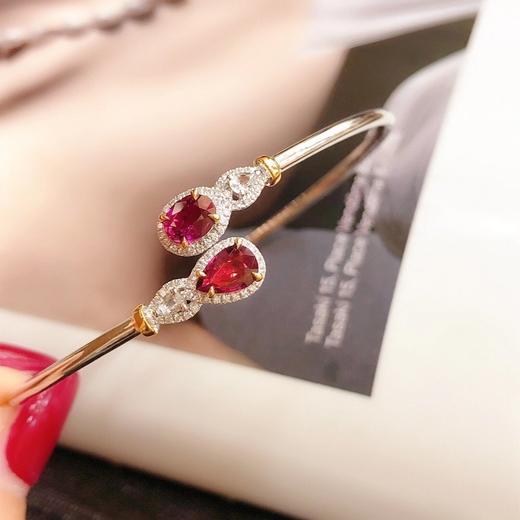 无烧红宝石手镯y095克拉grc无烧红宝石手镯钻石0162克拉金重431克彩宝