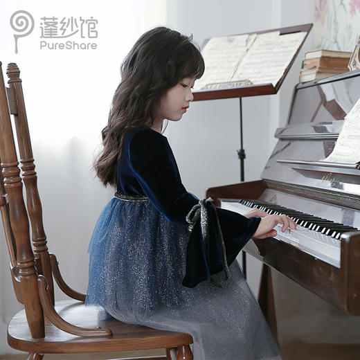 非质量问题不退换哦 pureshare 女童连衣裙秋秋装新款洋气气质大童礼服裙演出生日-夜与星空 商品图2