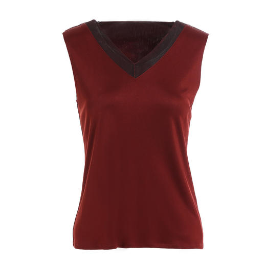 乔万尼新款打底上衣外穿无袖背心女夏季打底红色薄款V领上衣ES3H583 商品图4