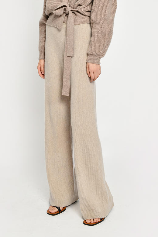 2020经典款女士无染色羊绒螺纹直筒裤 商品图3