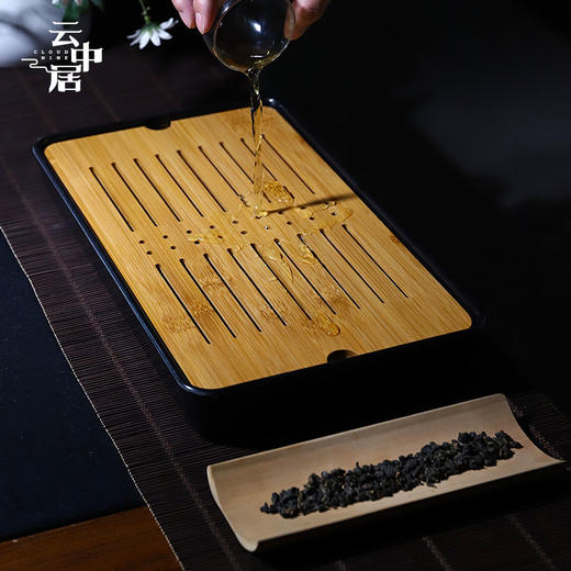 黑色长方形简约干泡中号茶盘 商品图4