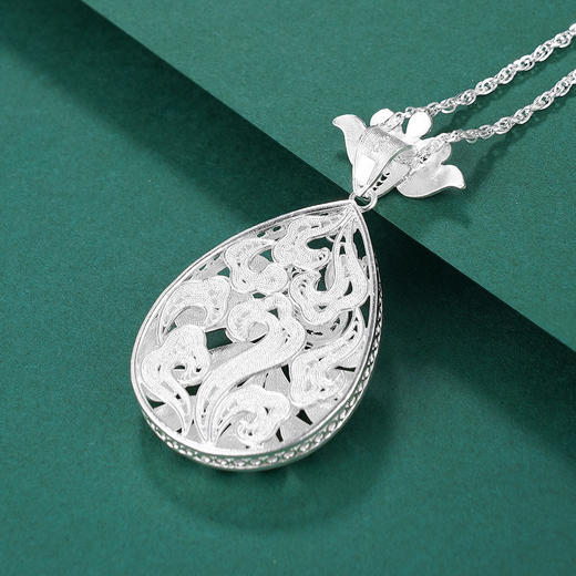 子佩集纯银孔雀吊坠【KL0048】（不含链）珐琅彩花丝208 商品图5