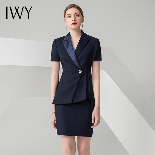 IWY/藏青色短袖西装半裙套装21CS1 商品图1