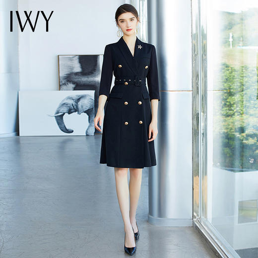 IWY/黑色七分袖连衣裙Q470 长袖Q501 商品图0