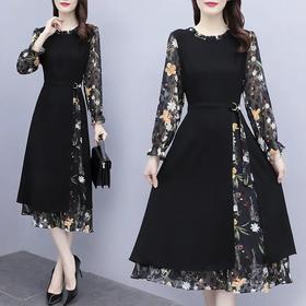 DML-6993初秋新款高端大码宽松遮肉显瘦连衣裙