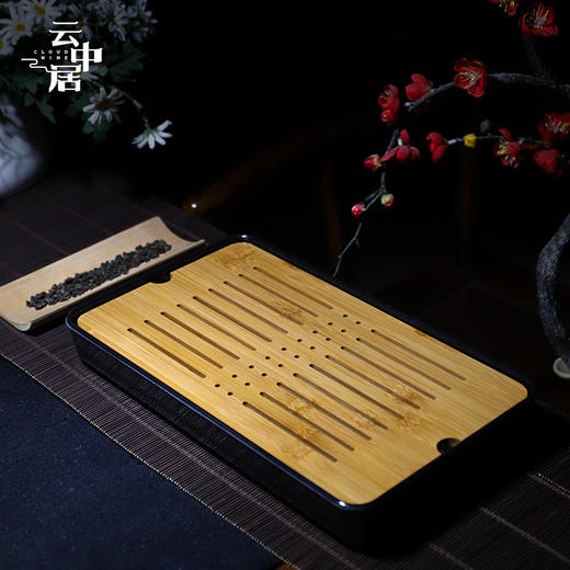 黑色长方形简约干泡中号茶盘 商品图0