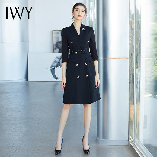 IWY/黑色七分袖连衣裙Q470 长袖Q501 商品图4