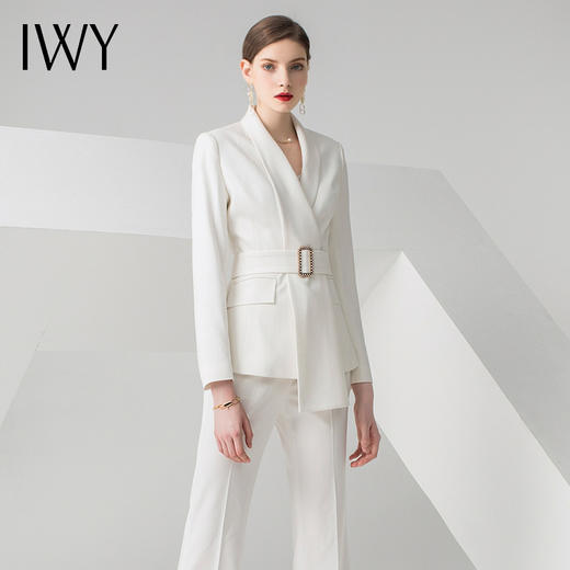 IWY/白色长袖西装长裤套装C10347+P30347 商品图1