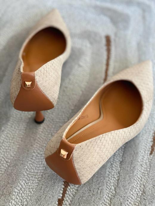 westory2020早秋新品蛇皮纹尖头单鞋名媛宴会高跟鞋W20CE70551 商品图1