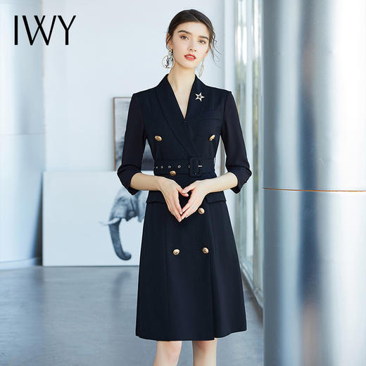 IWY/黑色七分袖连衣裙Q470 长袖Q501 商品图2