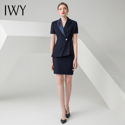 IWY/藏青色短袖西装半裙套装21CS1 商品图0