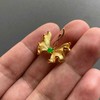 高冰种阳绿翡翠蛋面设计师款蝴蝶胸针18k黄金镶嵌 商品缩略图7