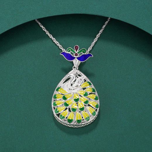 子佩集纯银孔雀吊坠【KL0048】（不含链）珐琅彩花丝208 商品图0