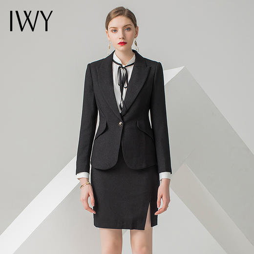 IWY/黑色长袖西装半裙套装CS85 商品图1