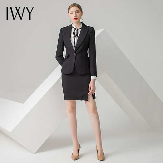 IWY/黑色长袖西装半裙套装CS85 商品图0