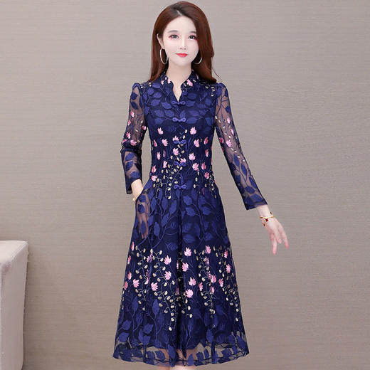 YWE  JA20B05刺绣连衣裙气质大码改良版旗袍裙 商品图1