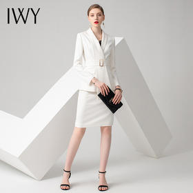 IWY/白色长袖西装半裙套装CS10347