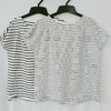 WD019女生百搭经典黑白条纹A字底摆短袖T恤 商品缩略图2