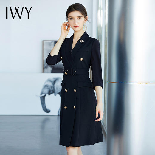 IWY/黑色七分袖连衣裙Q470 长袖Q501 商品图1