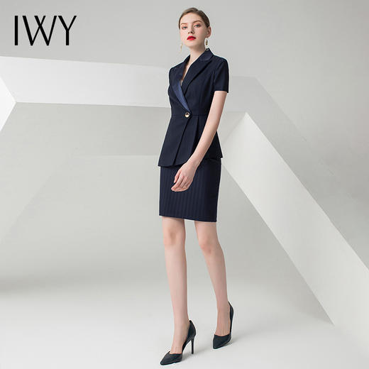 IWY/藏青色短袖西装半裙套装21CS1 商品图2