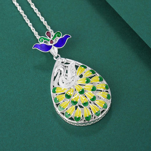 子佩集纯银孔雀吊坠【KL0048】（不含链）珐琅彩花丝208 商品图3