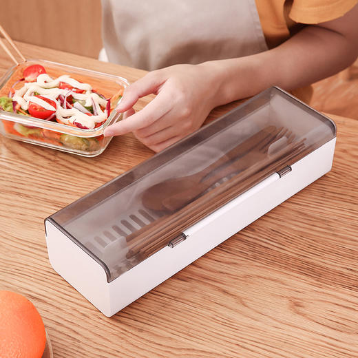 FaSoLa 沥水筷子盒 带盖筷子篓家用厨房餐具收纳置物架筷筒筷子笼 商品图3