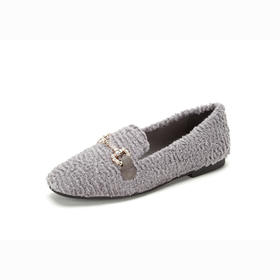 westory商场专柜同款平底钻链毛毛鞋休闲鞋百搭圆头乐福鞋单鞋女W283M70261