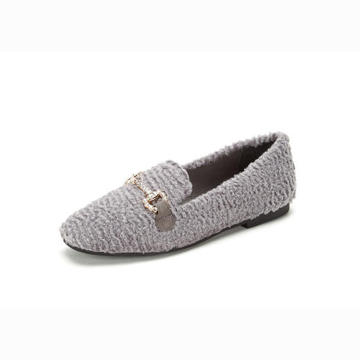 westory商场专柜同款平底钻链毛毛鞋休闲鞋百搭圆头乐福鞋单鞋女W283M70261 商品图0