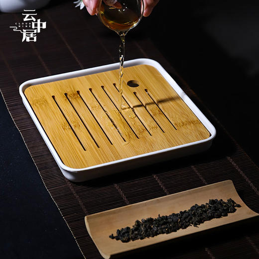 白色方形简约干泡茶盘 商品图3